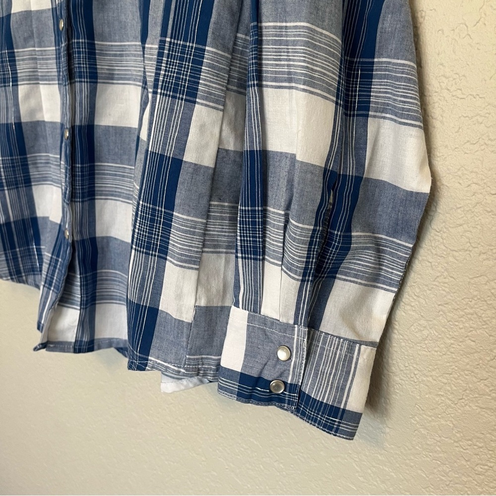 Wrangler Blue and White Plaid Western Button Down Shirt Women's Medium - Picture 8 of 15